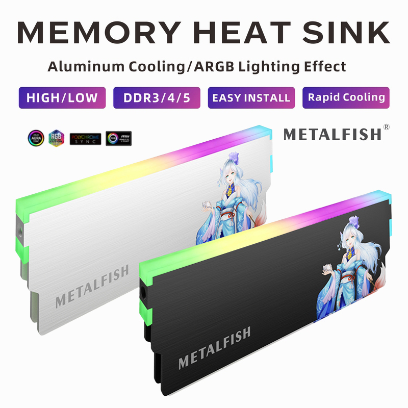 Ram Memory Module - METALFISH DRAM Soğutucu 5 V-3PIN ARGB
